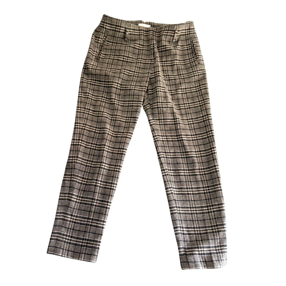 Cyrillus Paris  Plaid Tweed Straight Leg Pants Womens Size 40 Tan Brown